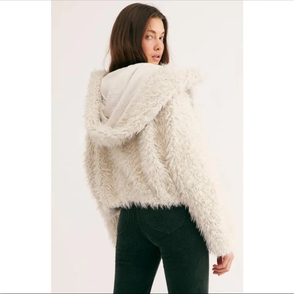 Free People One Zuri Parka Fuzzy Teddy Hooded Jacket Cream Sz S/P - Picture 2 of 14